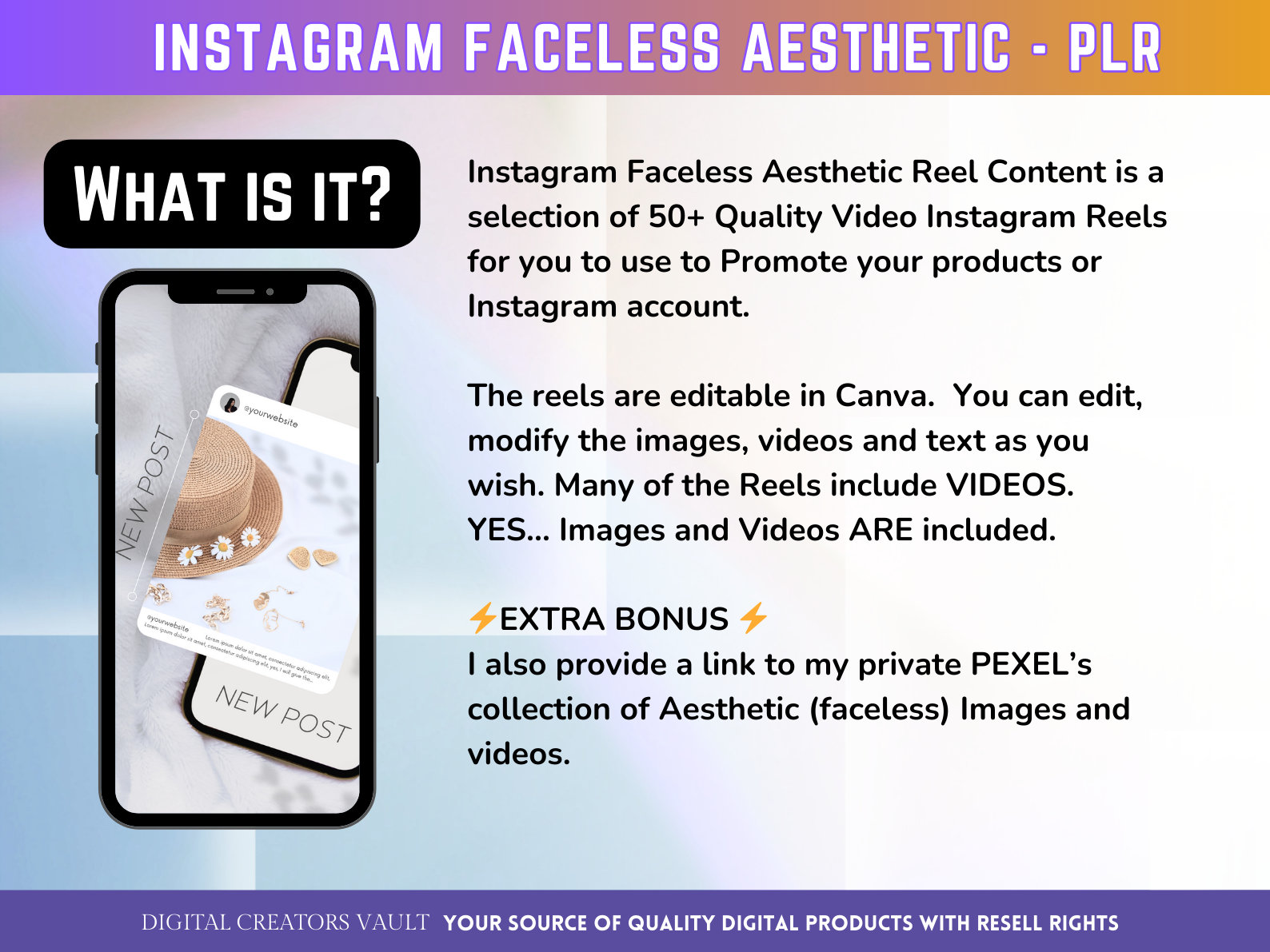 50+ Faceless Instagram Reel Templates, Aesthetic Reels, Reels Canva  templates, Content Creator Reel