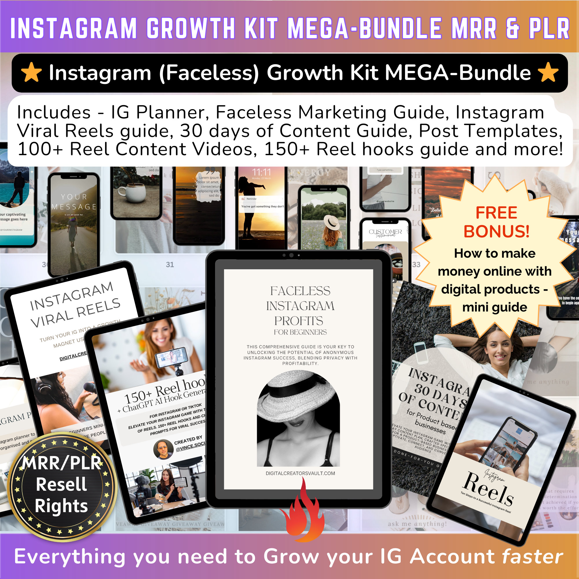 Instagram Faceless Growth Kit MEGA-Bundle: Faceless Instagram